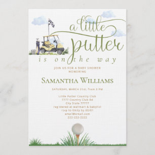 Convite Chuveirinho de Bebê Golfe Little Putter Moderno Ve