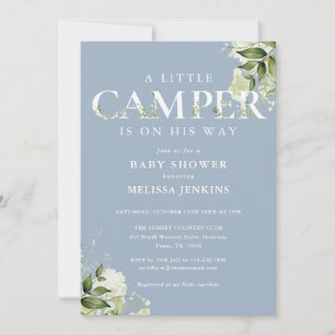 Convite Chuveirinho de Bebê Little Camper Azul Poeirento c