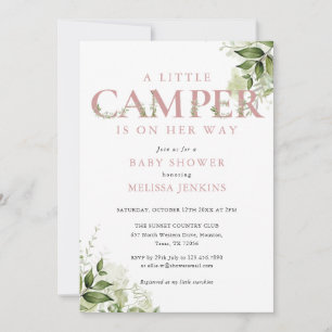 Convite Chuveirinho de Bebê Little Camper Dusty Rose Green