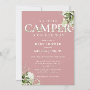 Convite Chuveirinho de Bebê Little Camper Rosa Poeirento F