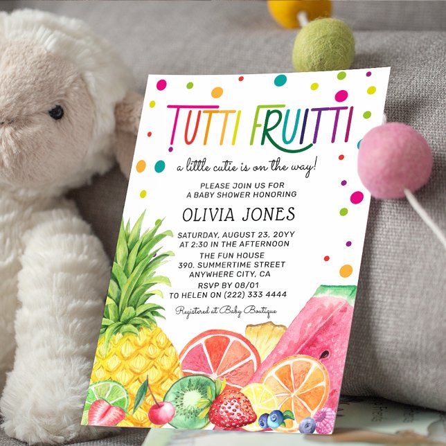 Convite Chuveirinho de Bebê Tutti Fruitti de Frutas de Ver (Criador carregado)