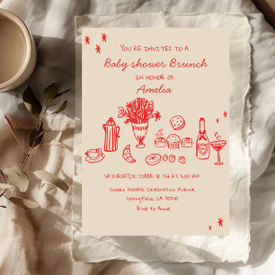 Convite Chuveirinho de desenhos Baby Brunch Baby Shower Me