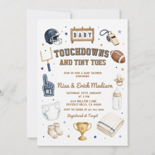 Convite Chuveirinho de Roupinhas Touchdown Tiny Toes Casal