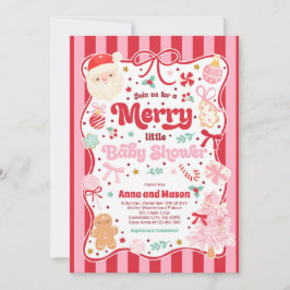 Convite Chuveiro de Bebê Alegre Pequeno Natal Coquette Bow