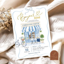 Chuveiro de Bebê Azul Francês Café Parisiense Coqu