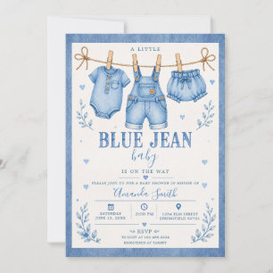 Convite Chuveiro de Bebê Blue Jean Baby Roupas de Ganchos