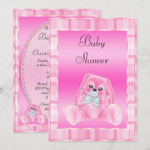Convite Chuveiro de Bebê Coelhinho de Orelhas Caídas Rosa