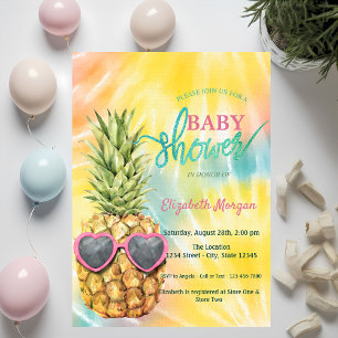 Convite  Chuveiro de Bebê Cool Pineapple Tropical  Tie Dye