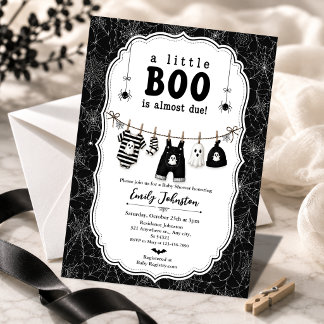Convite Chuveiro de Bebê de Roupas de Fantasma no Hallowee