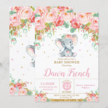 Chuveiro de Bebê Elefante Floral Rosa Fofa Bebê Me