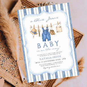 Convite Chuveiro de Bebê em Denim Blue Jean Baby