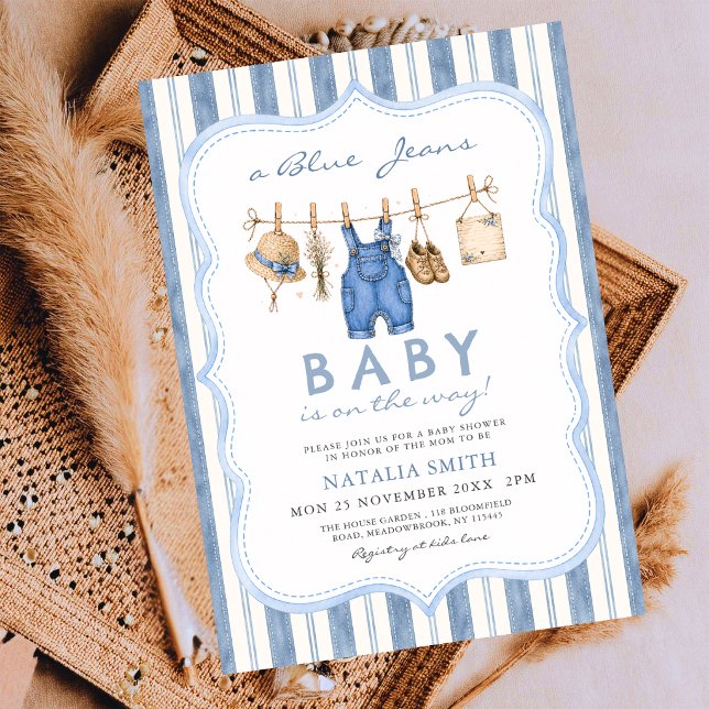 Convite Chuveiro de Bebê em Denim Blue Jean Baby (Criador carregado)