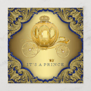 Convite Chuveiro de Bebê Fancy Royal Blue Dourado Brilhant