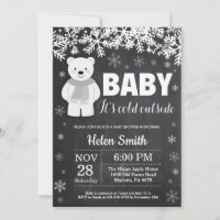 Chuveiro de Bebê Inverno Urso Polar Quadro de Giz