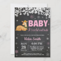 Chuveiro de Bebê Menina Inverno Cervo Quadro Negro
