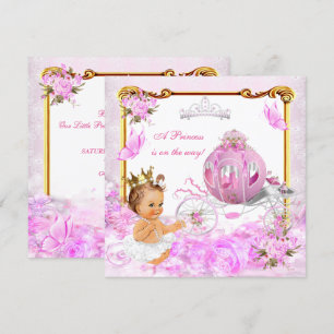 Convite Chuveiro de Bebê Menina Princesa Carruagem Rosa Ti