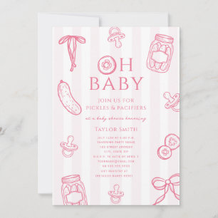Convite Chuveiro de Bebê Menina Rosa Pickles & Pacifiers