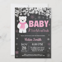 Chuveiro de Bebê Menina Urso Polar Inverno Quadro
