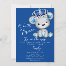 Convite Chuveiro de Bebê Menino Urso Azul Real Fofo