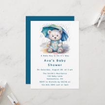Chuveiro de Bebê Menino Urso Teddy Fofo Com Guarda