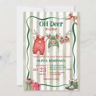Convite Chuveiro de Bebê Oh Deer Winter Clothesline