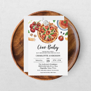 Convite Chuveiro de Bebê Pizza Ciao Baby Italiano Vermelho
