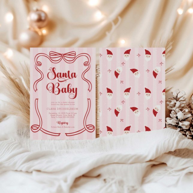 Convite Chuveiro de Bebê Preppy Loveshack Santa Baby  (Criador carregado)