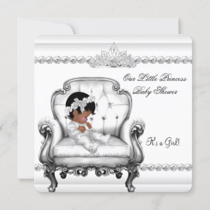 Convite Chuveiro de Bebê Princesa Afro-Americana Cadeira M