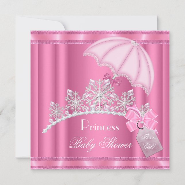 Convite Chuveiro de Bebê Princesa Elegante Menina Tiara Ro (Frente)