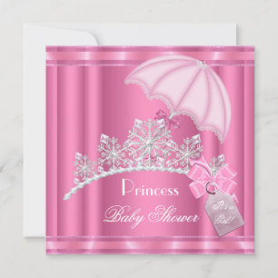 Convite Chuveiro de Bebê Princesa Elegante Menina Tiara Ro
