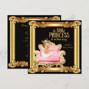 Convite Chuveiro de Bebê Princesa Preto Rosa Dourado Cadei