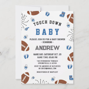 Convite Chuveiro de Bebê Touchdown Personalizado Futebol A