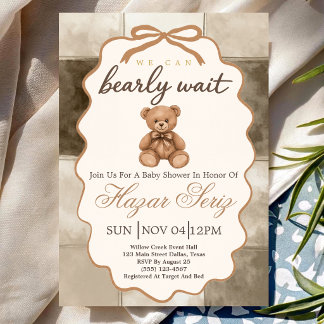 Convite Chuveiro de Bebê Urso Mal Mal Espera Teddy Bear Ne