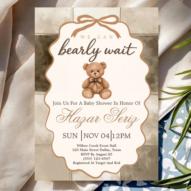 Convite Chuveiro de Bebê Urso Mal Mal Espera Teddy Bear Ne (Criador carregado)