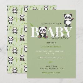 Convite Chuveiro de Bebê Urso Panda Fofo Kawaii Neutro