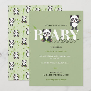 Convite Chuveiro de Bebê Urso Panda Fofo Kawaii Neutro
