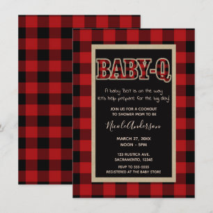 Convite Chuveiro de Churrasco BABY Q Xadrez Vermelho Count