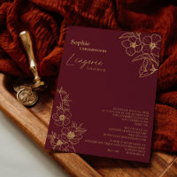 Chuveiro de Lingerie Floral Dourado Borgonha para 