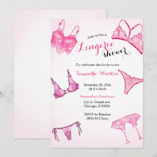 Convite Chuveiro de lingerie rosa