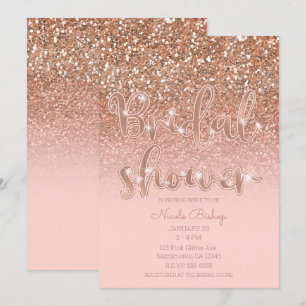 Convite Chuveiro de Noiva Brilho Rosa Moderno Glam