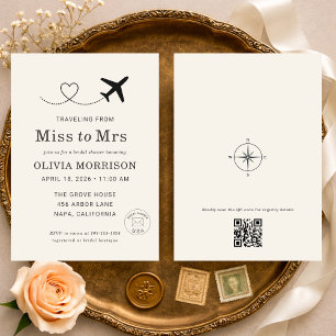 Convite Chuveiro de Noiva Código QR de Miss para Mrs