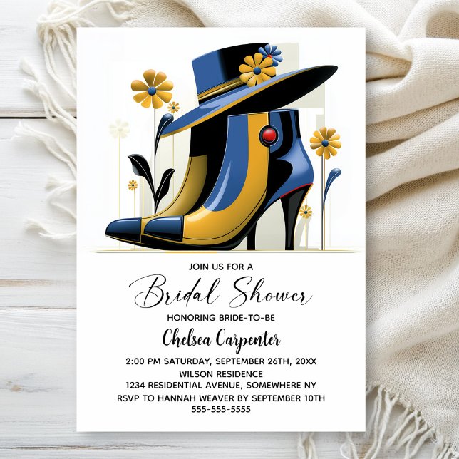 Convite Chuveiro de Noiva com Botas Elegantes e Chapéu Der (Criador carregado)