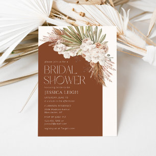 Convite Chuveiro de Noiva de Terracota Floral Boêmio com P