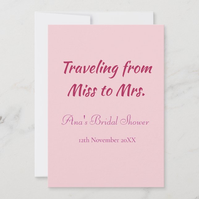 Convite Chuveiro de noiva de viagem adicionar nome data de (Frente)