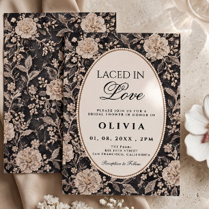 Convite Chuveiro de Noiva Elegante com Renda Floral Preta