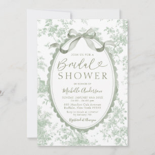 Convite Chuveiro de Noiva em Seda Verde Chinoiserie Floral