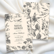 Chuveiro de noiva floral botânico chinês vintage