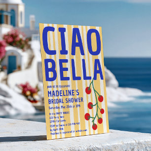 Convite Chuveiro de Noiva Italiano Ciao Bella Listra Retro