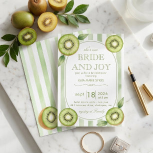 Convite Chuveiro de Noiva Listrado de Verde Oliva com Frut