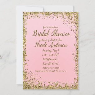 Convite Chuveiro de Noiva Moderno Glamour Brilho Rosa Dour